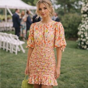 New! By Timo anemone smocked peach dress 17593